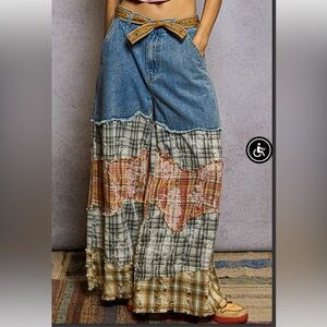 POL Mixed Media Denim Pants